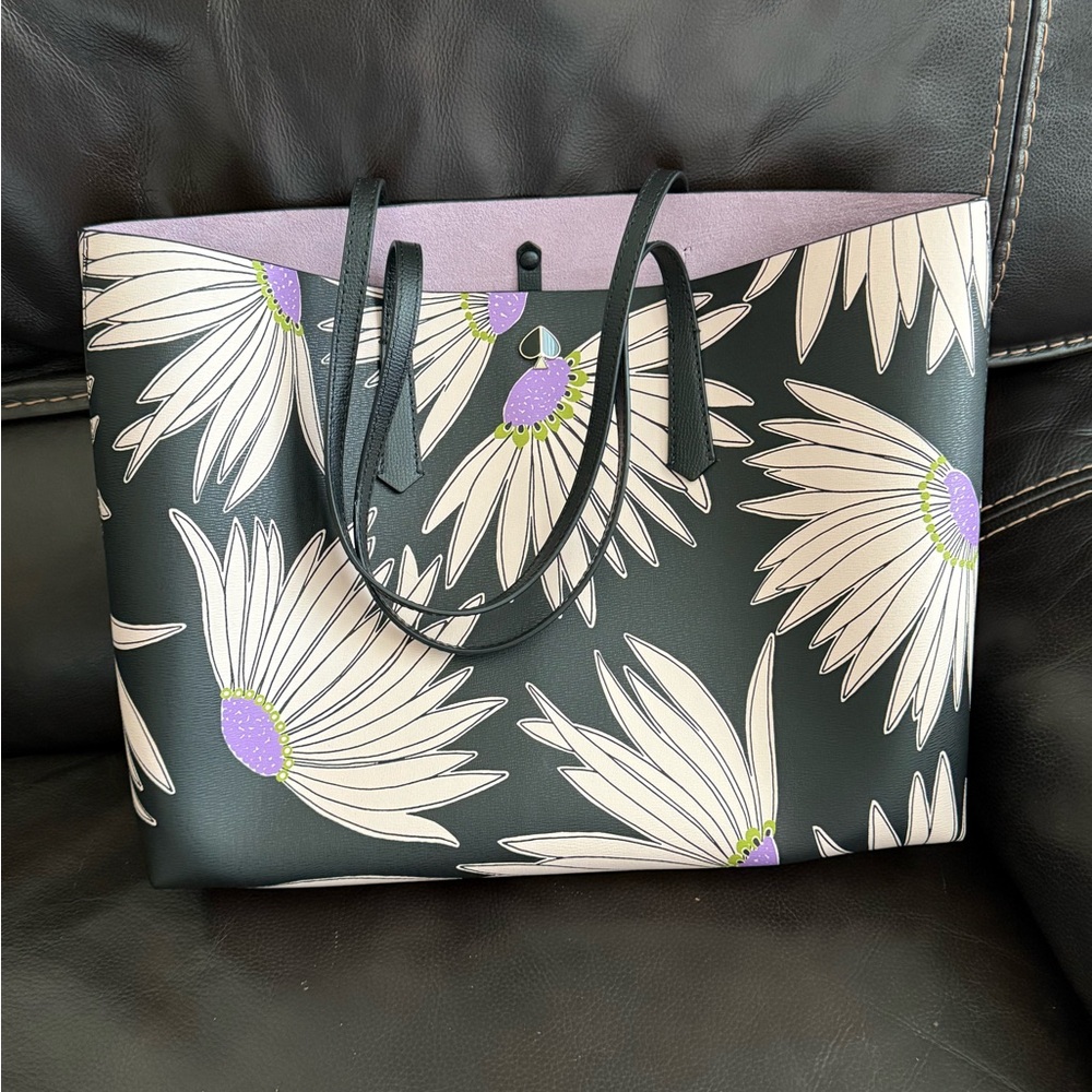 Kate Spade Black and Purple Floral Tote